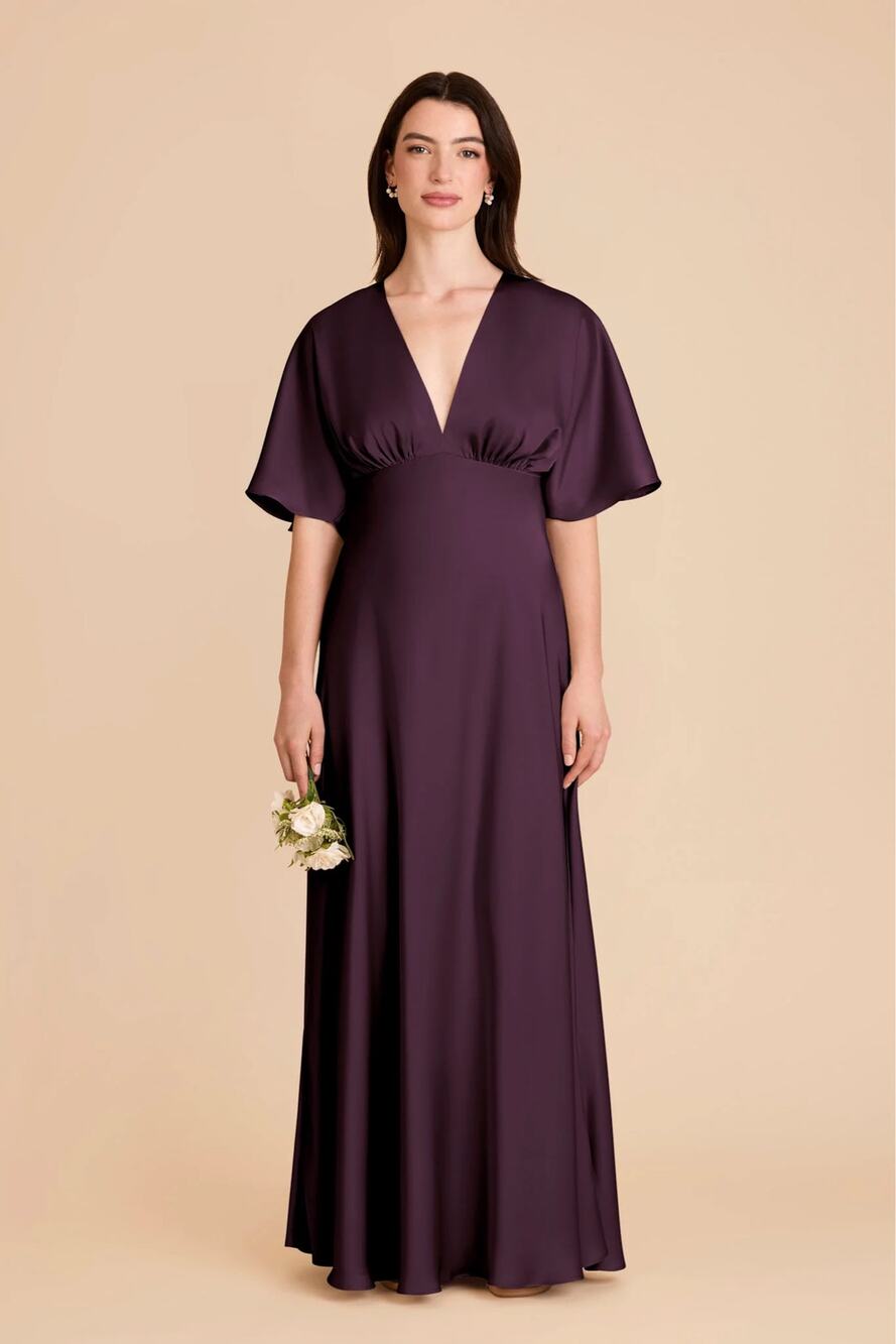 Birdy Grey Shyla Matte Satin Bridesmaid Dress Plum